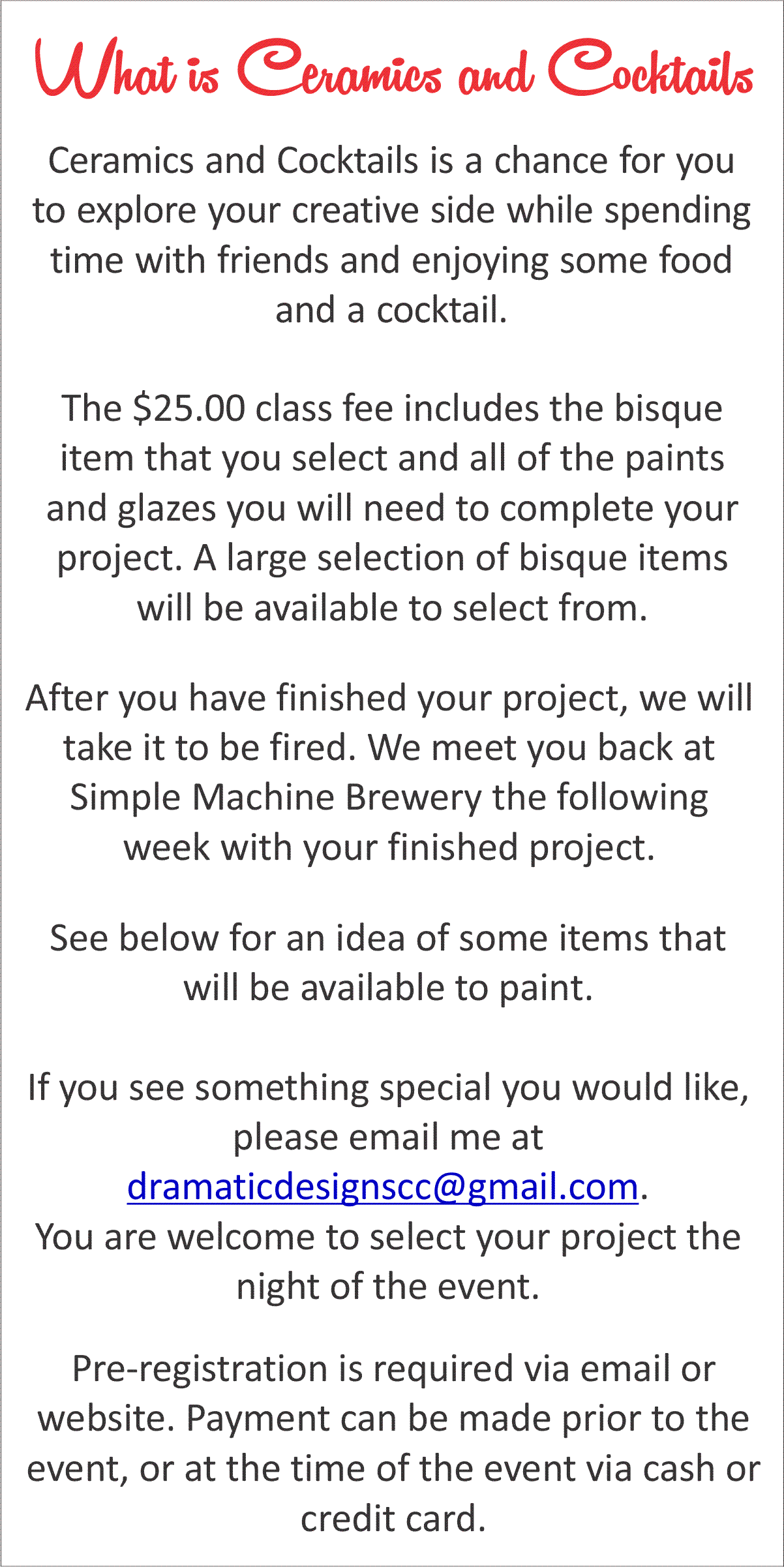 What is Ceramics and Cocktails - 8x4