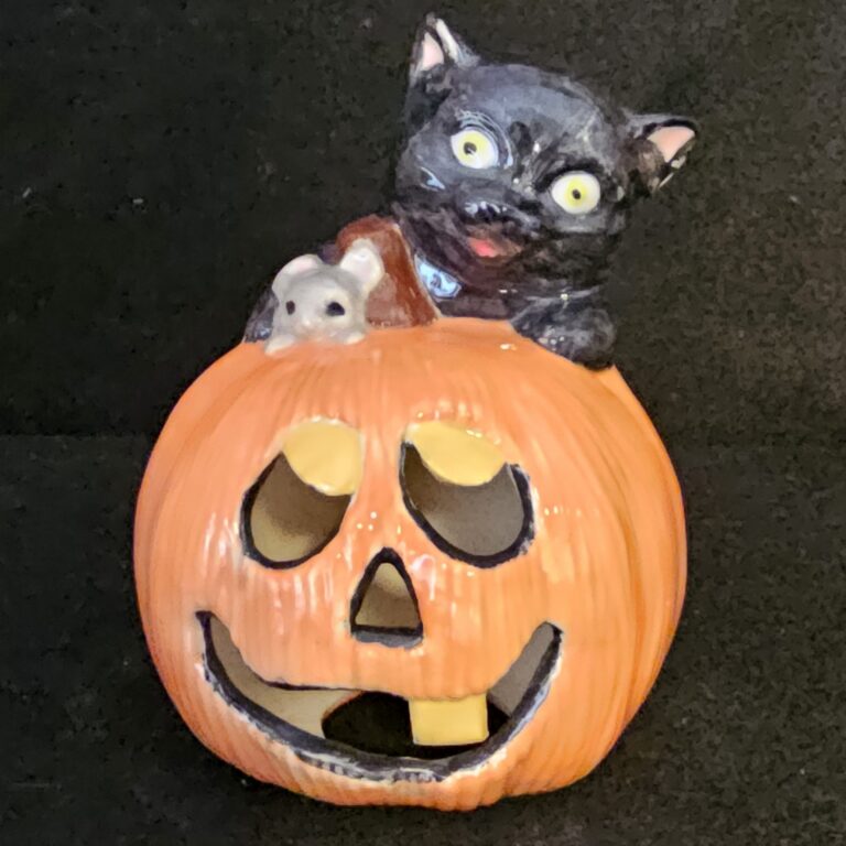 Cat on pumpkin