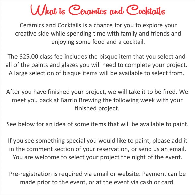 What is Ceramics and Cocktails - 8x8