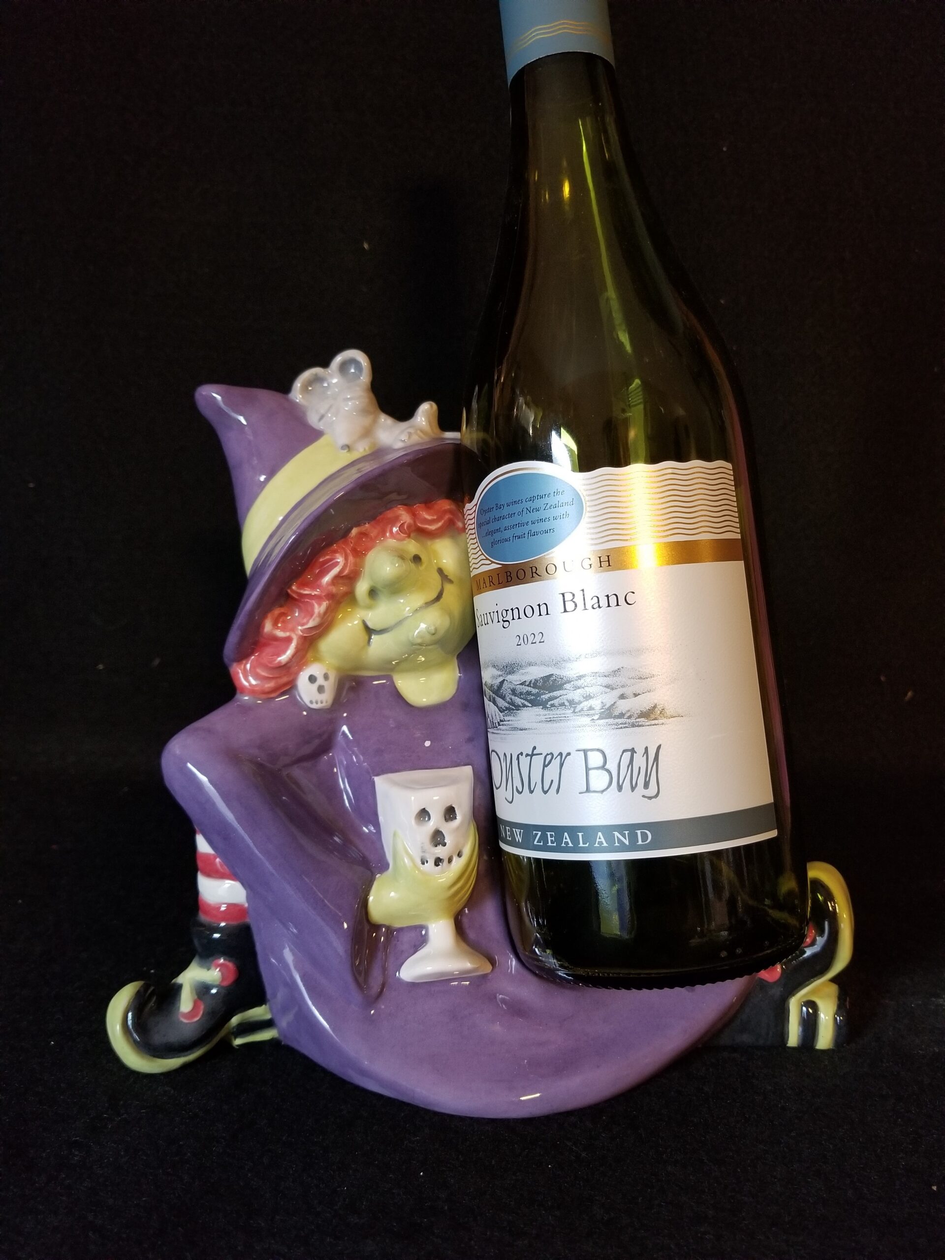 witch wine caddy - front with bottle